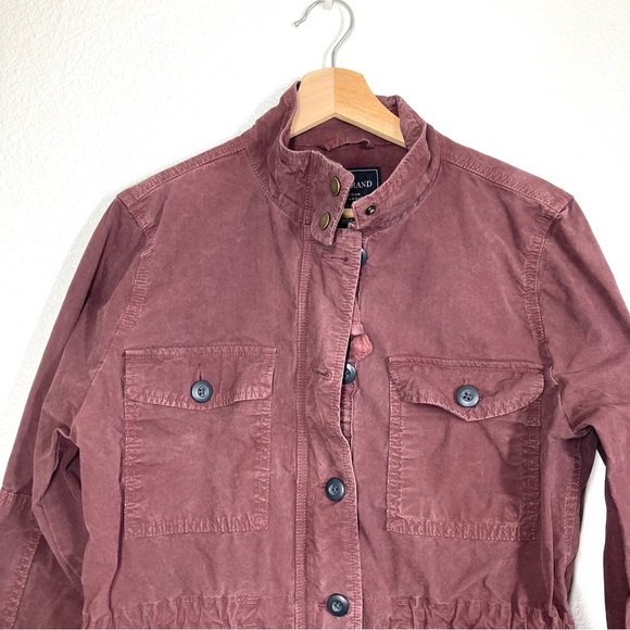 Lucky Brand Utility Cargo Jacket Womens Large Burgundy Cotton Zip And Buttons - Picture 5 of 14